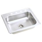 Neptune Top Mount Stainless Steel 25x22x7 4-Hole Single Bowl Kitchen Sink
